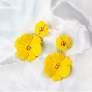Anthropologie Yellow Blossom Flower Earrings